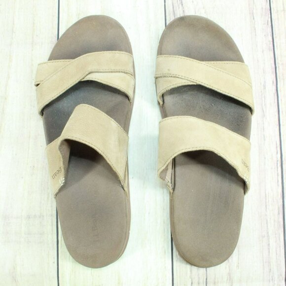 LL Bean Go-Anywhere Brown Leather Slip On Comfort Casual Sandals Size 10 M - Picture 7 of 9